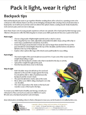 Calgary backpack tips