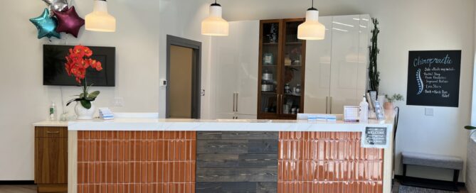Reception and waiting area at Full Potential Chiropractic, Calgary SW.
